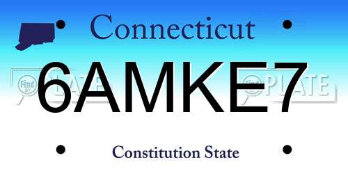6AMKE7 Connecticut License Plate