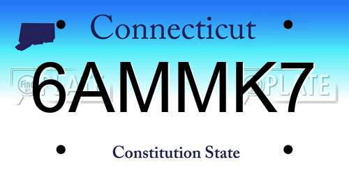 6AMMK7 Connecticut License Plate