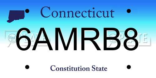 6AMRB8 Connecticut License Plate