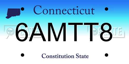 6AMTT8 Connecticut License Plate