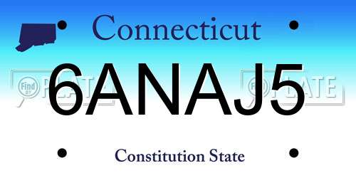 6ANAJ5 Connecticut License Plate