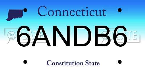 6ANDB6 Connecticut License Plate