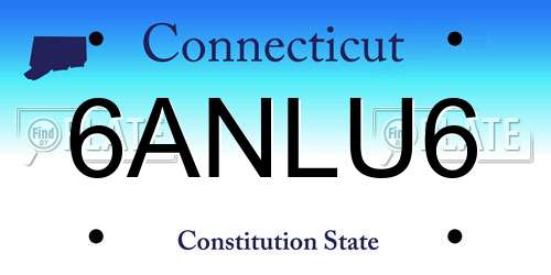 6ANLU6 Connecticut License Plate
