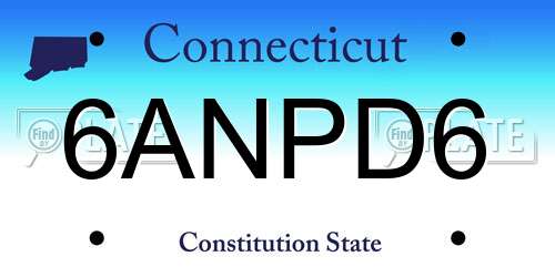 6ANPD6 Connecticut License Plate