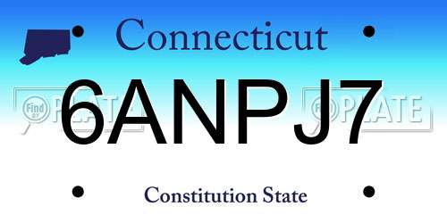 6ANPJ7 Connecticut License Plate