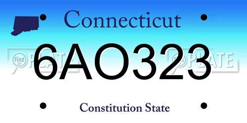 6AO323 Connecticut License Plate