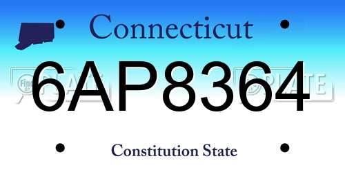 6AP8364 Connecticut License Plate