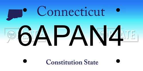 6APAN4 Connecticut License Plate