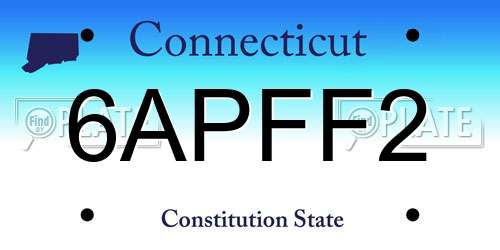 6APFF2 Connecticut License Plate