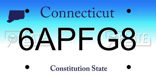 6APFG8 Connecticut License Plate