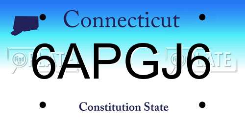 6APGJ6 Connecticut License Plate