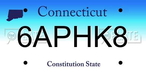 6APHK8 Connecticut License Plate