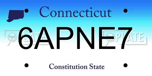 6APNE7 Connecticut License Plate