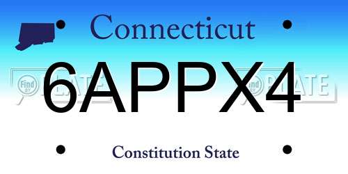 6APPX4 Connecticut License Plate