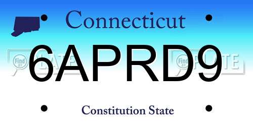 6APRD9 Connecticut License Plate