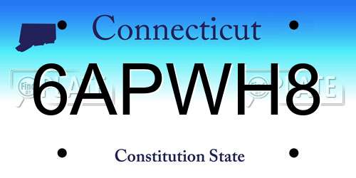 6APWH8 Connecticut License Plate