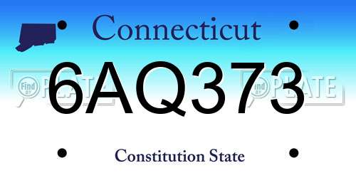 6AQ373 Connecticut License Plate