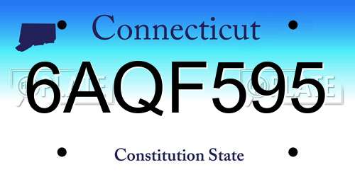 6AQF595 Connecticut License Plate