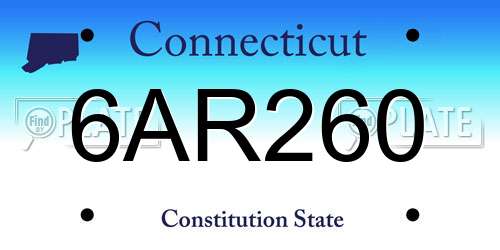6AR260 Connecticut License Plate