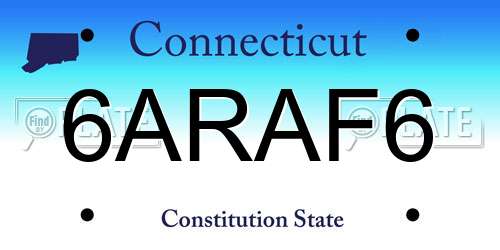 6ARAF6 Connecticut License Plate