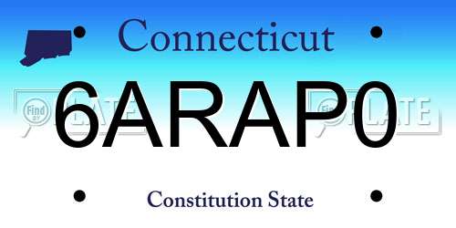 6ARAP0 Connecticut License Plate
