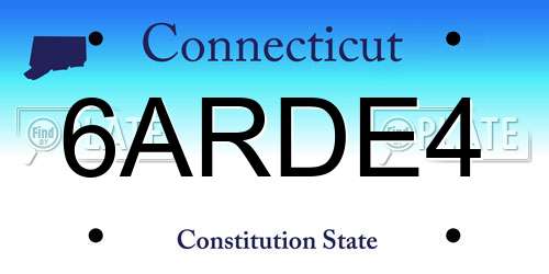 6ARDE4 Connecticut License Plate