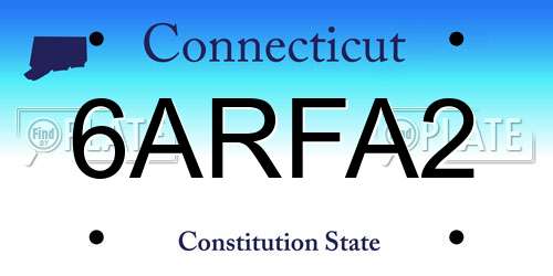 6ARFA2 Connecticut License Plate