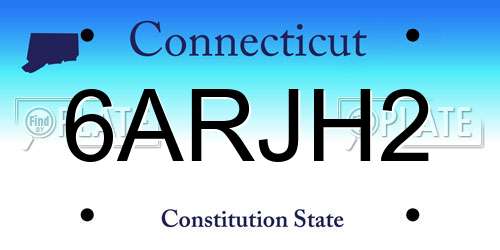 6ARJH2 Connecticut License Plate