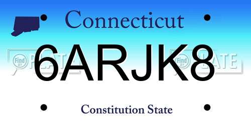 6ARJK8 Connecticut License Plate