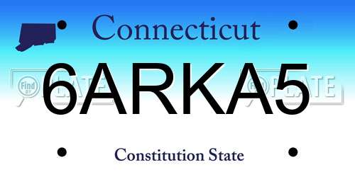 6ARKA5 Connecticut License Plate