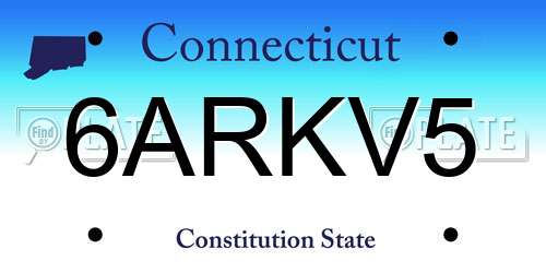 6ARKV5 Connecticut License Plate