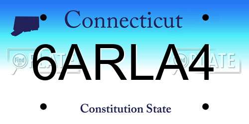 6ARLA4 Connecticut License Plate