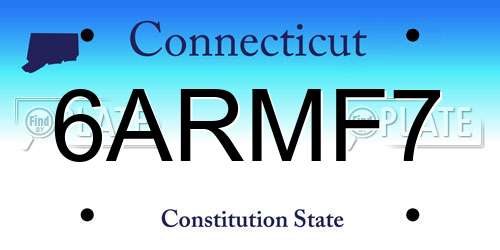 6ARMF7 Connecticut License Plate