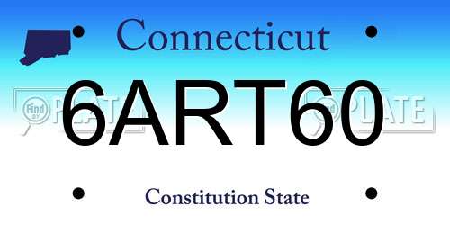 6ART60 Connecticut License Plate