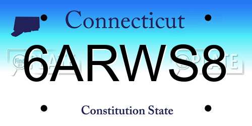 6ARWS8 Connecticut License Plate