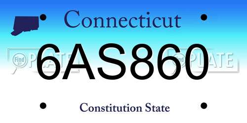 6AS860 Connecticut License Plate