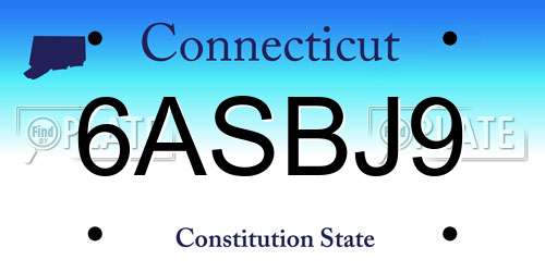 6ASBJ9 Connecticut License Plate