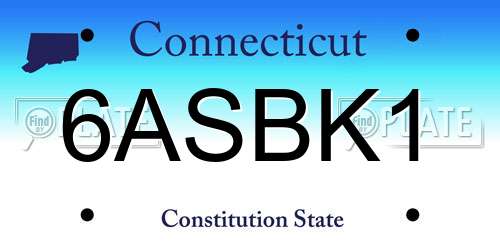 6ASBK1 Connecticut License Plate