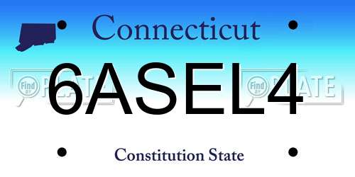 6ASEL4 Connecticut License Plate