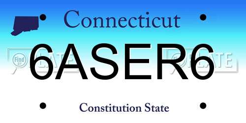 6ASER6 Connecticut License Plate