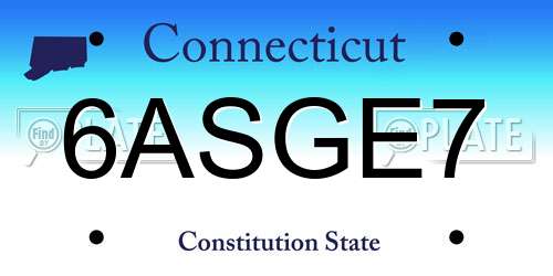 6ASGE7 Connecticut License Plate