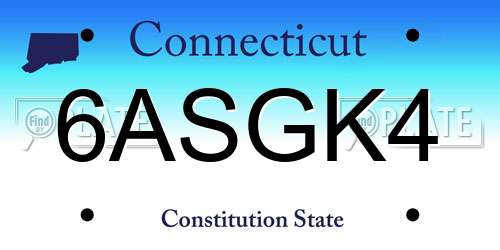 6ASGK4 Connecticut License Plate