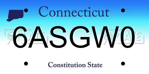 6ASGW0 Connecticut License Plate