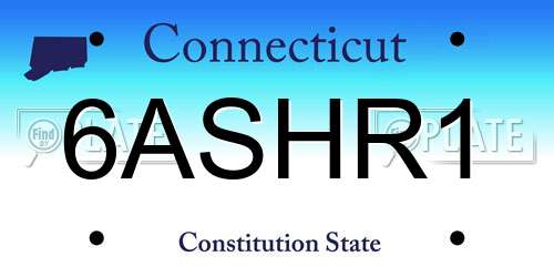 6ASHR1 Connecticut License Plate