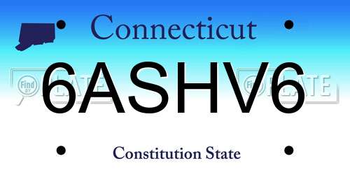 6ASHV6 Connecticut License Plate