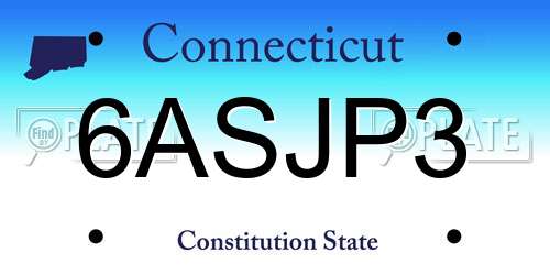 6ASJP3 Connecticut License Plate