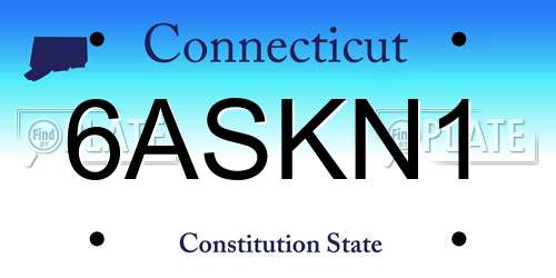 6ASKN1 Connecticut License Plate