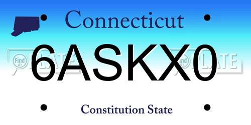 6ASKX0 Connecticut License Plate