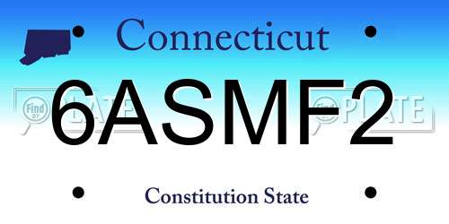 6ASMF2 Connecticut License Plate