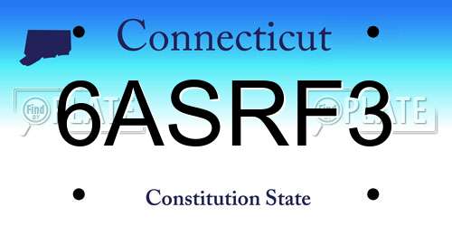 6ASRF3 Connecticut License Plate